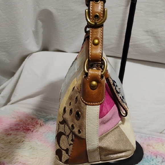 SALE! Authentic Coach Pastel Patchwork Small Vintage Y2K Shoulder Bag W Hangtag - Picture 5 of 16